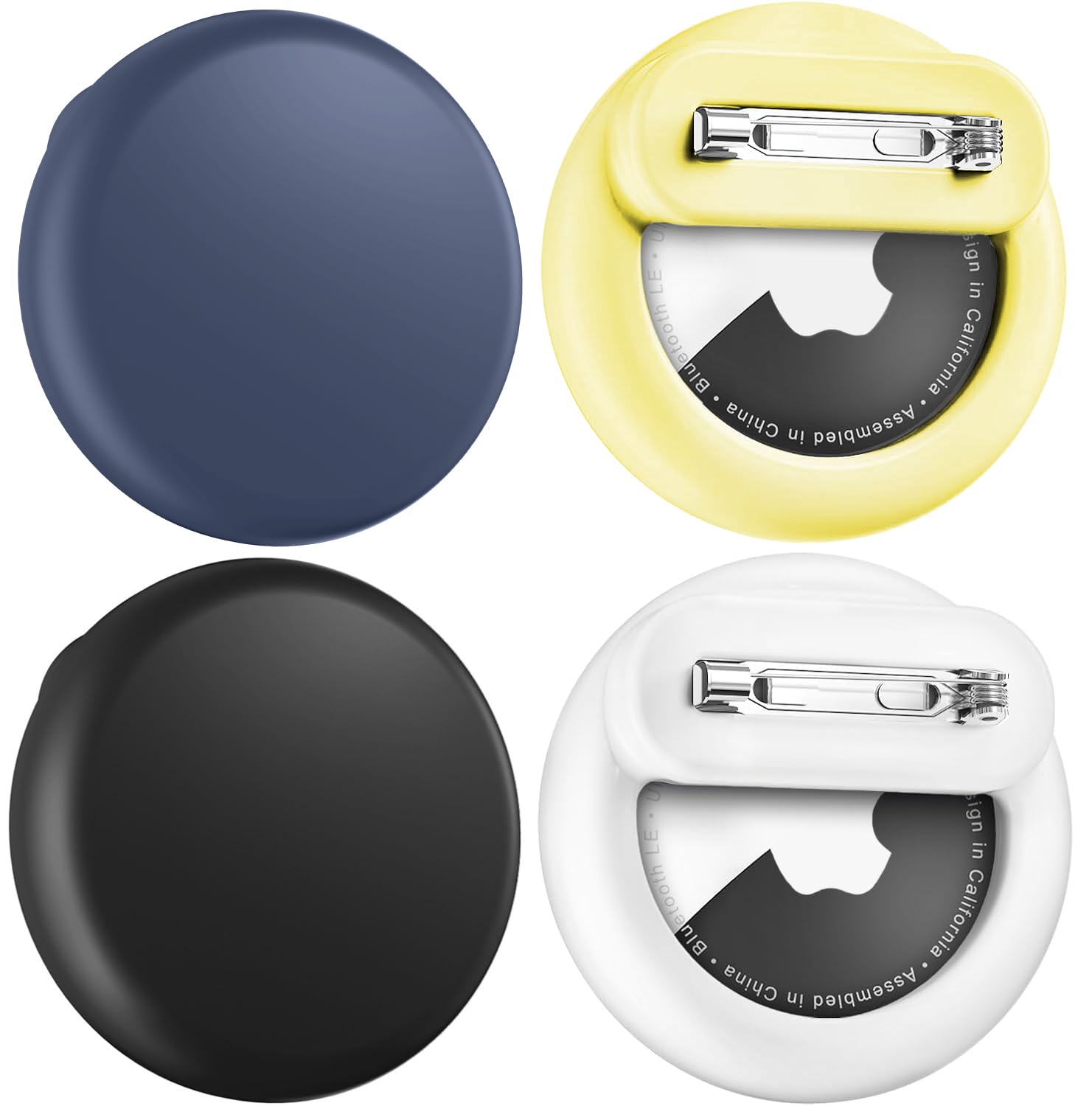 Compatible with Apple Air Tags Holder for Kids, 4 Pack Hidden Case with Safety Pin, Anti-Lost for Kids, Baby, Elderly, Luggage, Shoe, Clothes -Black+White+Yellow+Dark Blue-image-25