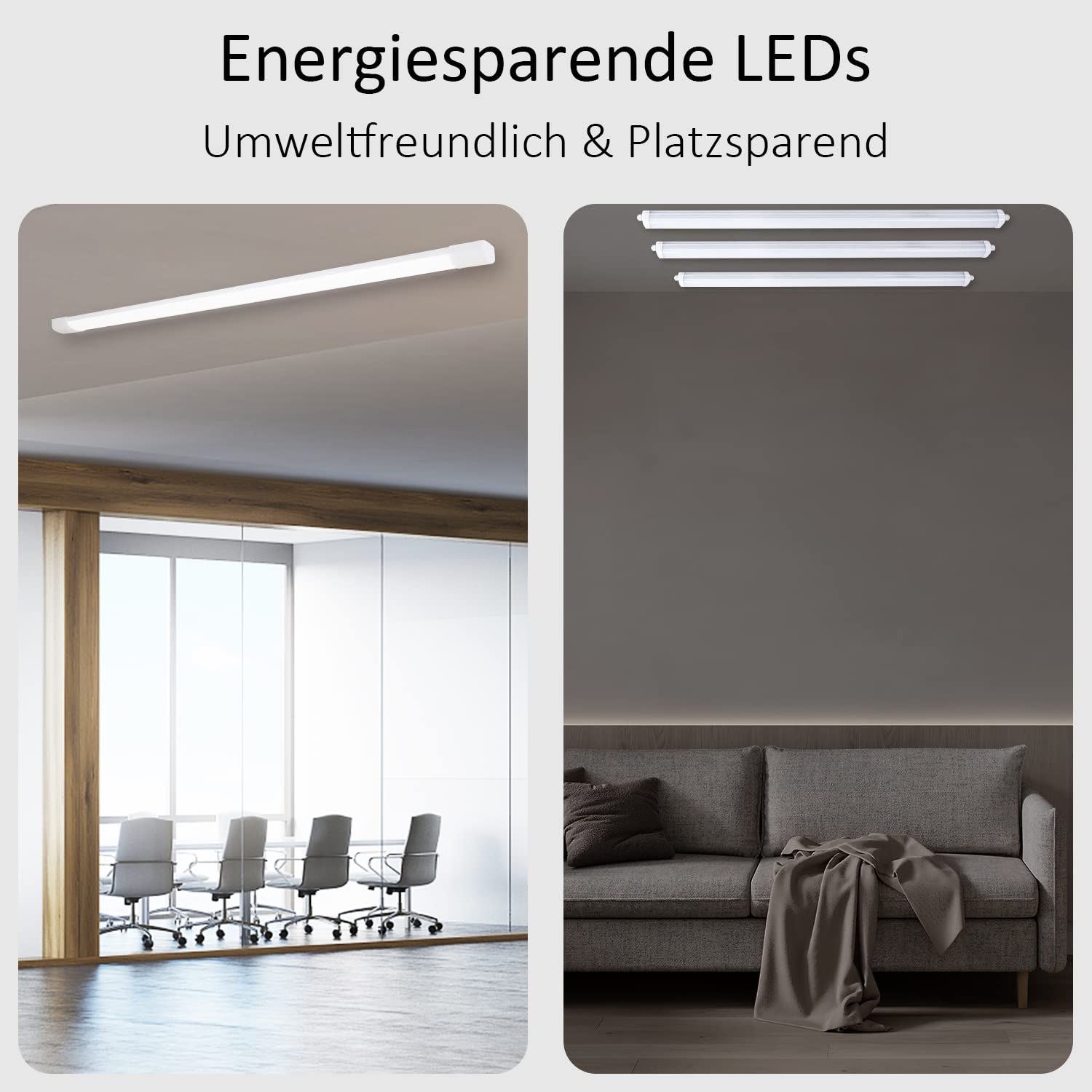 CBJKTX 4ER LED Deckenleuchte 120CM Deckenlampe 36W 3850LM Werkstattlampe
