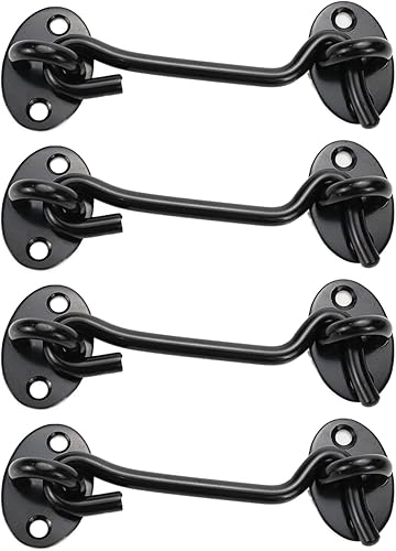 Cerradura de puerta de granero de 4 pulgadas Pestillo de puerta corredera Cerradura de puerta corredera Pestillo de gancho de gancho negro de