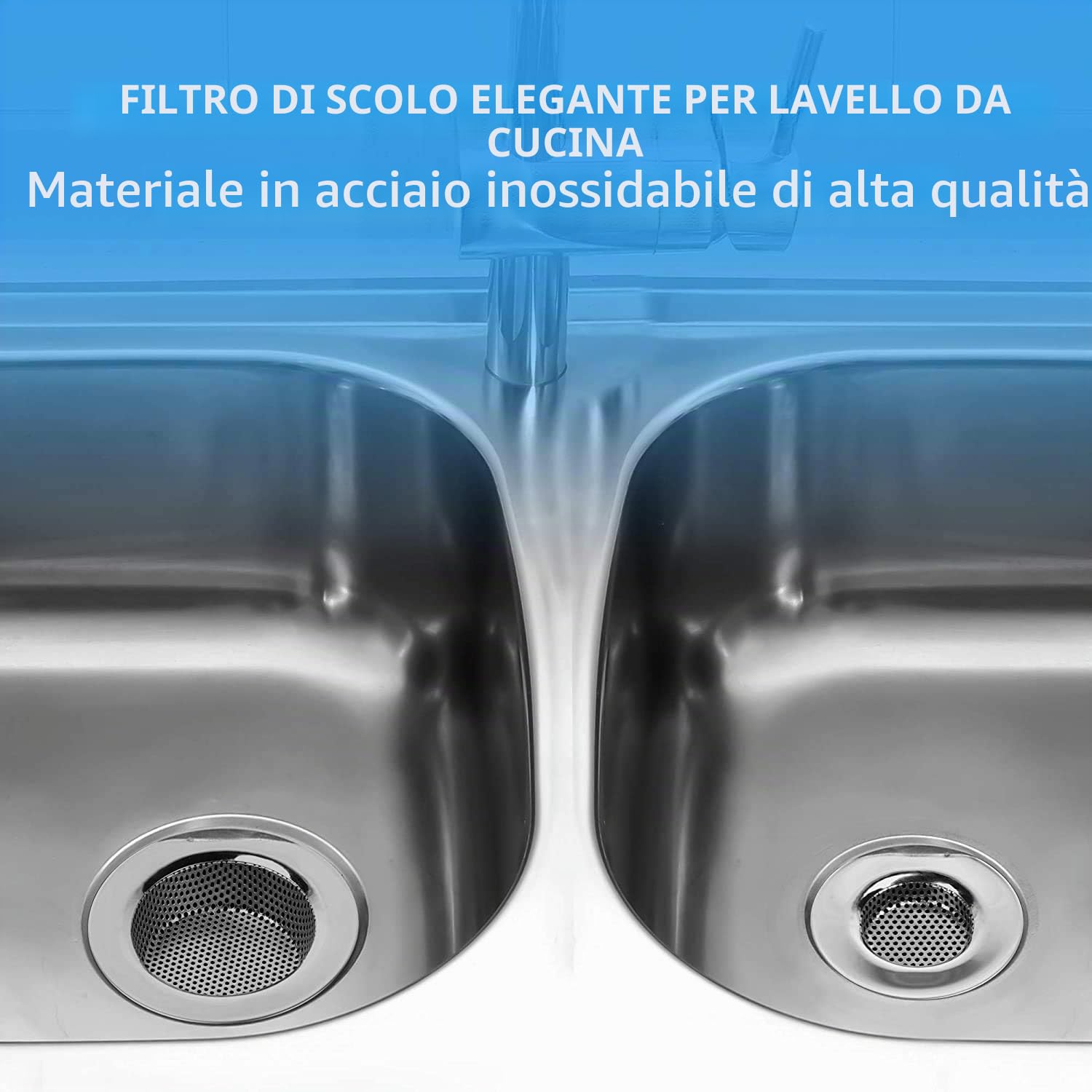 2 Pezzi 3" Filtro per Lavello da Cucina, Cucina Sink Strainer in Acciaio Inox, filtri per lavandini, Addensato, Vasca da Bagno o lavelli da Cucina, 3"/77mm (Piccolo)
