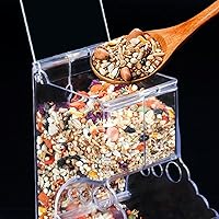 Vista 4 de Comedero para hámsters, dispensador automático de animales pequeños, acrílico transparente, recipiente de almacenamiento de alimentos para mascotas
