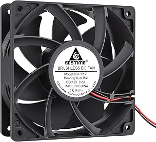 GDSTIME 12038 Fan, 120mm Fan, 120mm x 120mm x 38mm 24V 180CFM Radiator PC Cooler Big Airflow Industrial Axial Brushless Cooling Fan Dual Ball Bearings