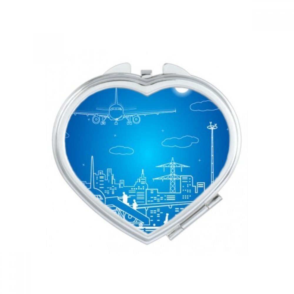 Miroir de poche mignon motif avion cadeau compact pour femme