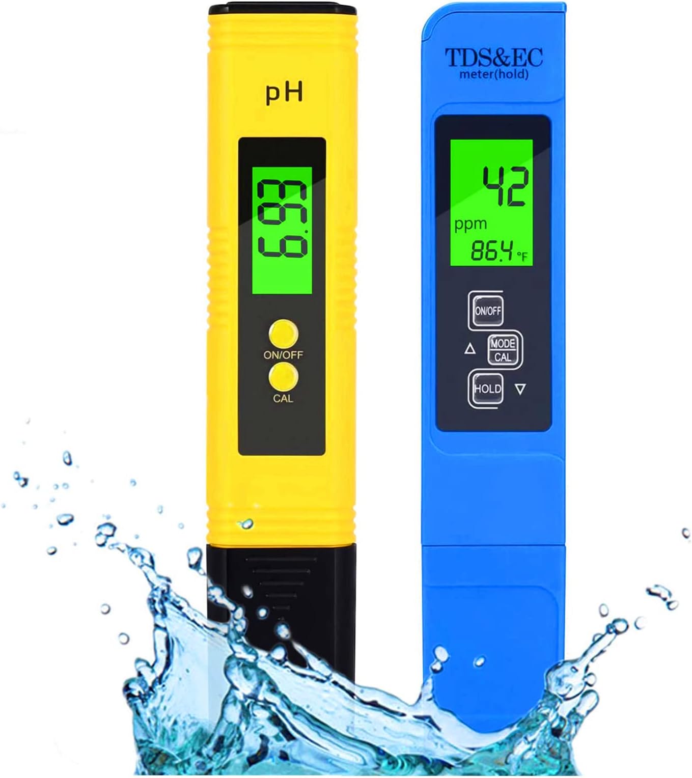 PH Meter TDS Meter Kit, Water pH Meter and 3 in 1 TDS&EC Water Tester Combo, ±0.01 pH Accuracy ±2% F.S Accuracy TDS/EC/Temperature Meter,for Hydroponics, Household Drinking, Aquarium