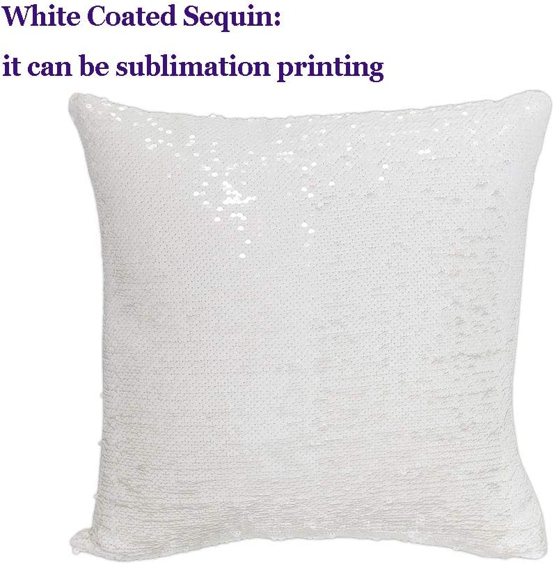 H-E 10pcs* Sublimation Blank Throw Pillow Covers 40x40 cm Sequin Magic Swipe Pillow Cases Cushion Cover Decorative Square Reversible Pillowcase Cover Printing Both Sides (White)
