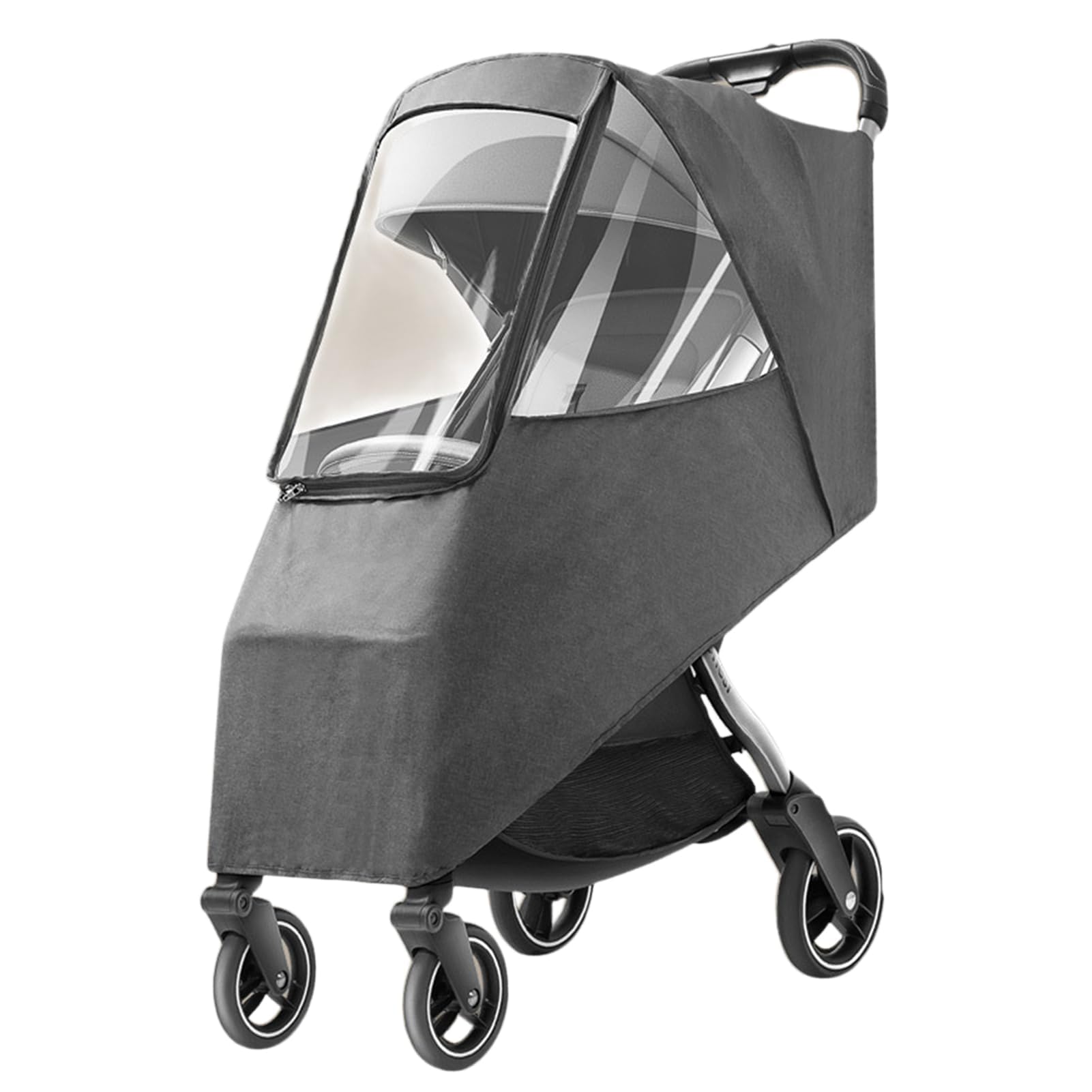 Housse de pluie universelle pour poussette - Imperméable, coupe-vent, anti-poussière et résistante au froid - Matériau respirant, trous de ventilation pour une circulation d'air illimitée (gris lin)