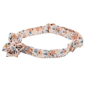 Dog Collar, Pet Collar Breathable Cotton Comfortable for Cat for Dog(Petal (Broken Flower Orange), S)