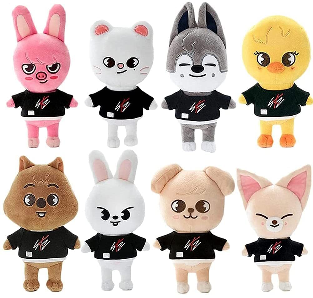 tshy Skzoo Plush Stray Kids Cute Cartoon Pillow Chan/Leebit/Dwaekki/Jiniret/Han Quokka/Bbokari/Puppym/Foxi.NY Plush Toy for Fans Birthday (8 PCS)