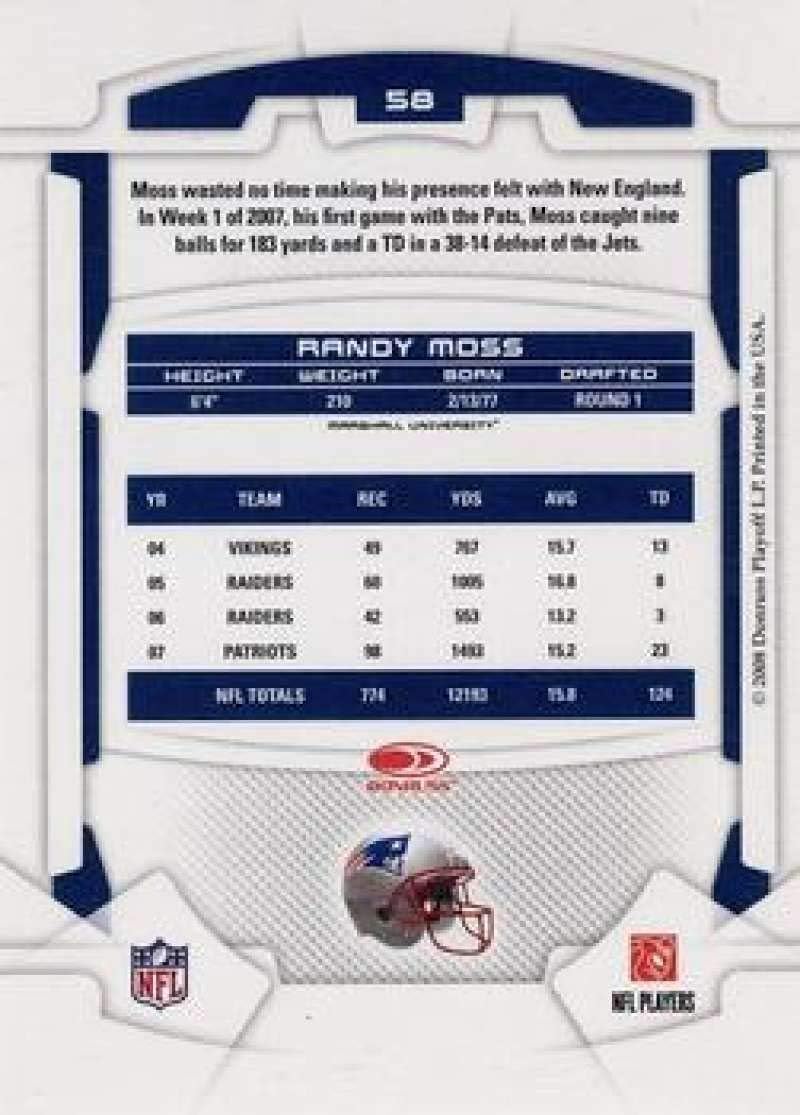 2008 Leaf Rookies and Stars #58 Randy Moss Patriots NFL Football Card NM-MT