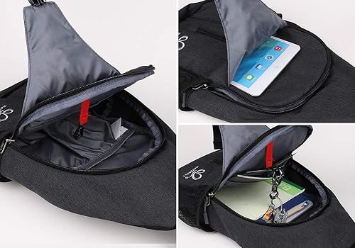 Miniatura 4 de WATERFLY - Mochila cruzada tipo bandolera para viajar y hacer senderismo, bolsa de pecho Negro, Gris oscuro, FLAXEN, Gris, Lemon Yellow, Verde