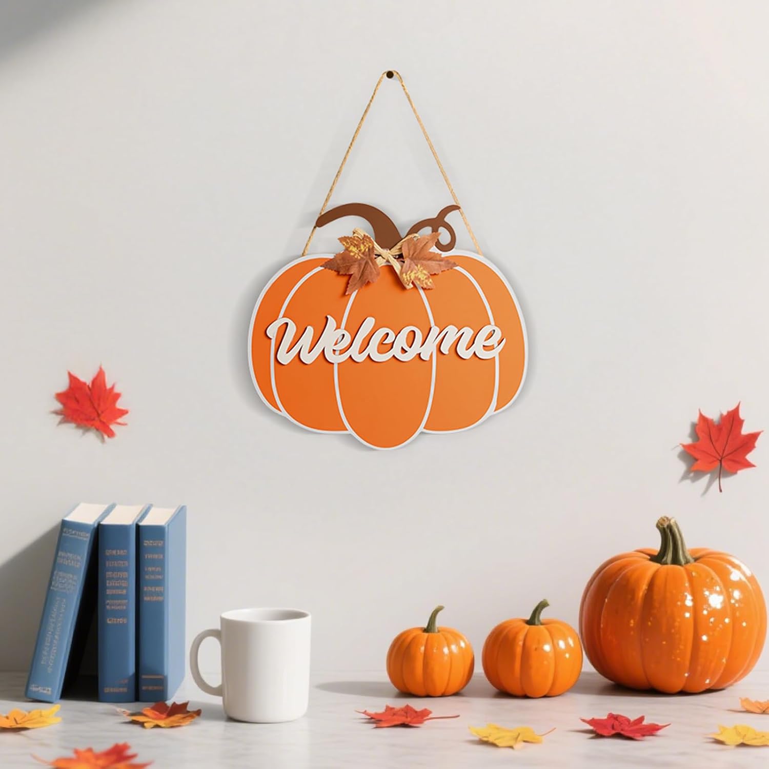 Fall Decorations for Home – 3D Wooden Pumpkin Welcome Sign image 4