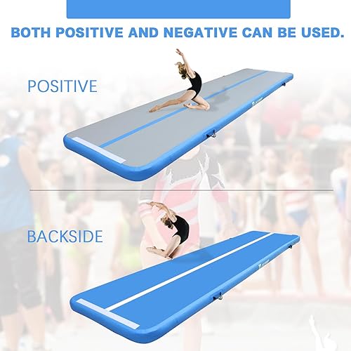 Miniatura 8 de AKSPORT Colchoneta inflable de gimnasia de 10, 13, 16 y 20 pies, con bomba de aire, para uso doméstico, gimnasio, entrenamiento, animadoras, yoga