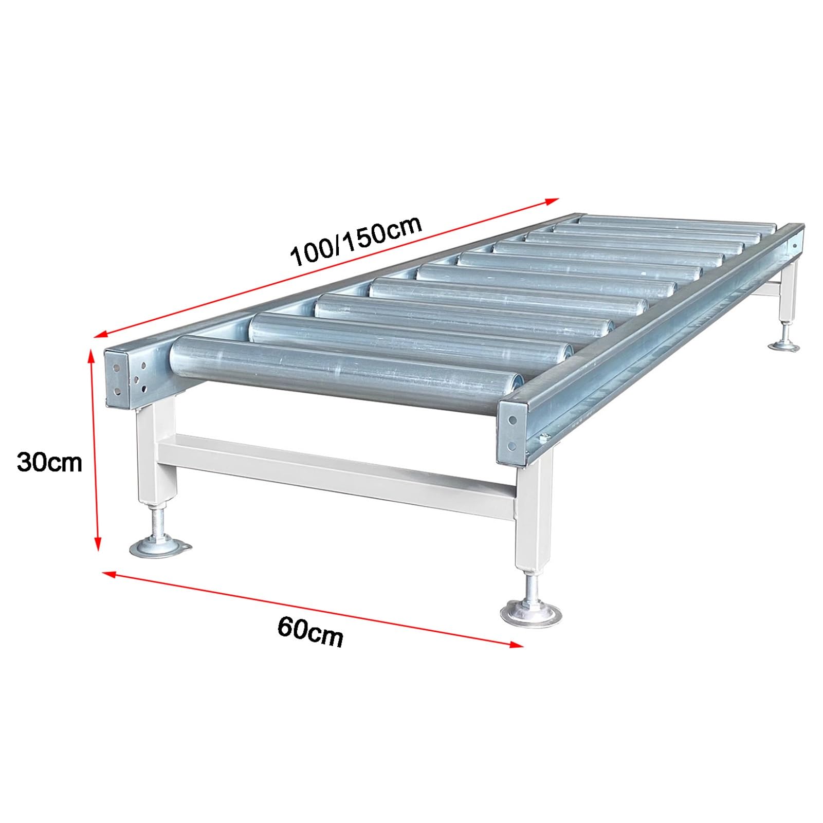 Carrello trasportatore a rulli in acciaio galvanizzato Powerless non alimentato 100-150 x 60 x 30 cm Rullo di ricambio resistente per una movimentazione fluida dei materiali (1 pz)