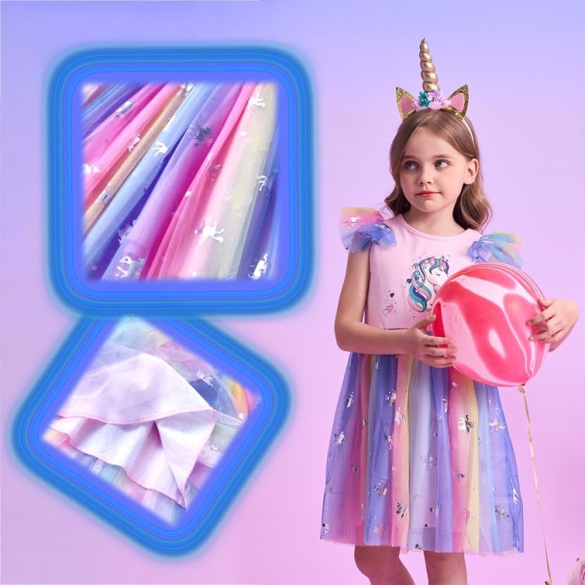 VIKITA Girls Dresses Summer Party Pink Tutu Dress for 2-12 Years Kids - Image 4