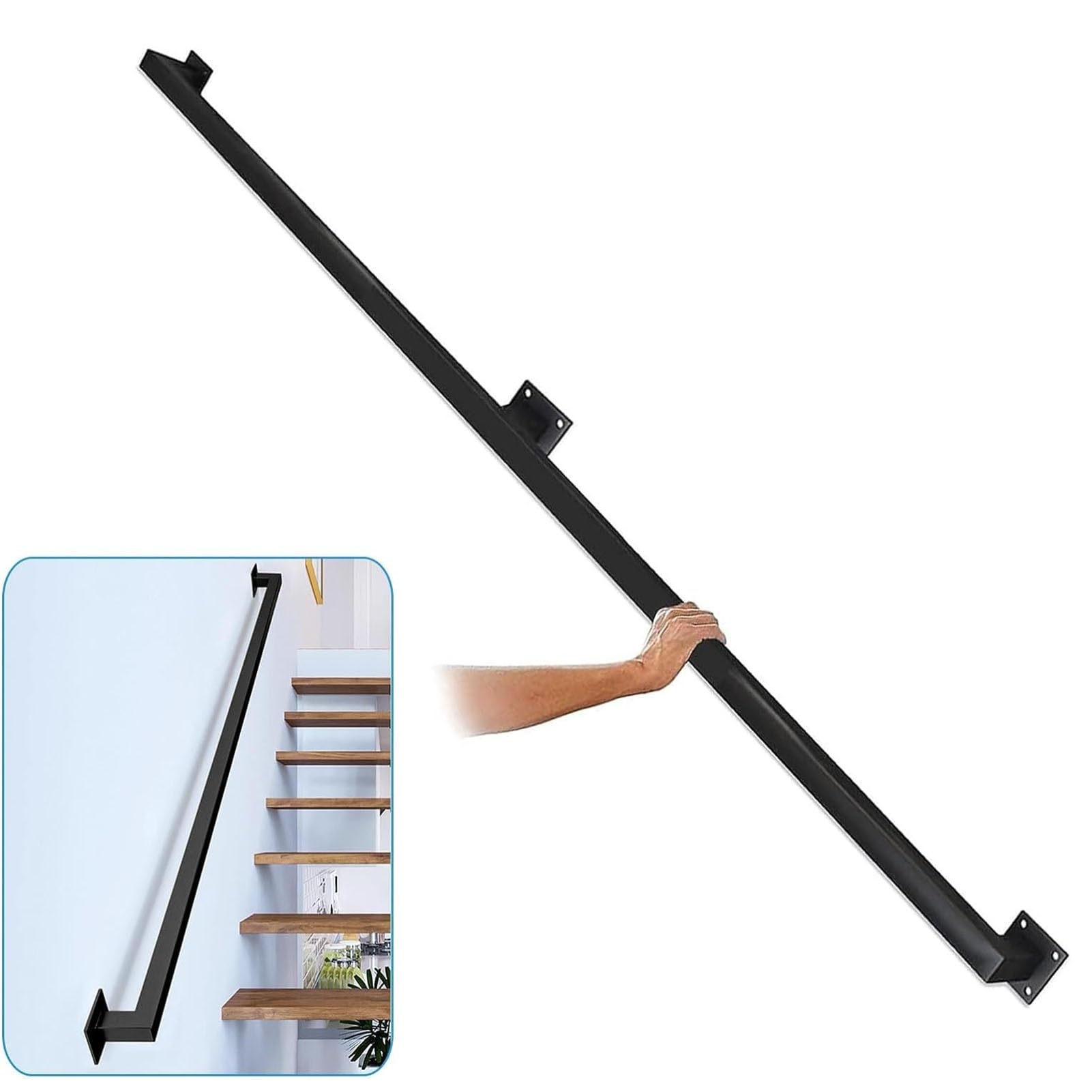 Main courante d'escalier en fer forgé au design haut de gamme et finition noir mat