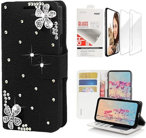 Miniatura 10 de STENES Bling - Funda tipo cartera compatible con Samsung Galaxy Note 8, elegante funda de piel 3D hecha a mano con bonito diseño floral de rosas