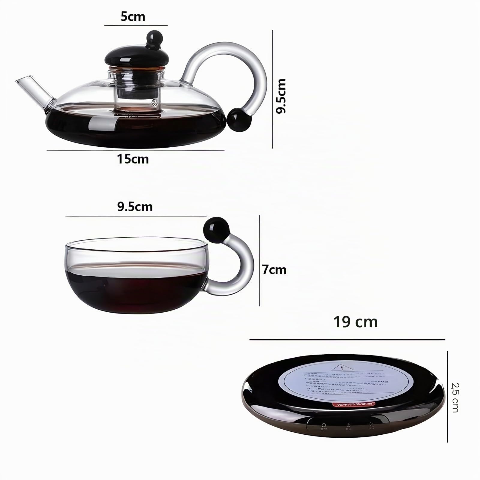 Juego de Tetera con Filtro, con Estufa eléctrica de cerámica e infusor, para Preparar té y café de Hojas Sueltas.