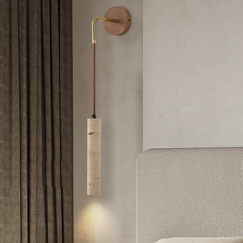 Lámpara colgante lineal moderna de travertino amarillo para pared