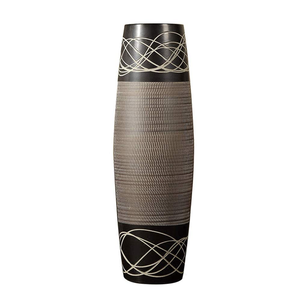 SnamicE Modern Minimalist Black Floor Vase Living Room Ceramic High Large Vase Flower Arrangement Decoration European Creative Home Decoration Art Decoration,