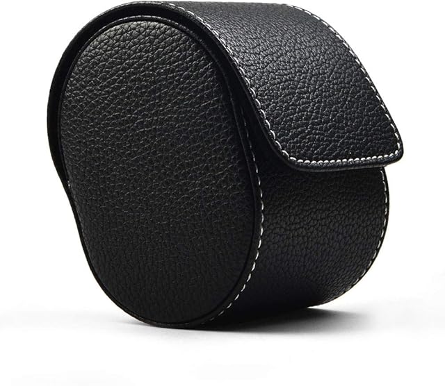 Oirlv Watch Travel Case, Single Watch Box, Leather Travel Jewellery Storage Box Single Watch Case Watch Gift Box for Women Men(Black)