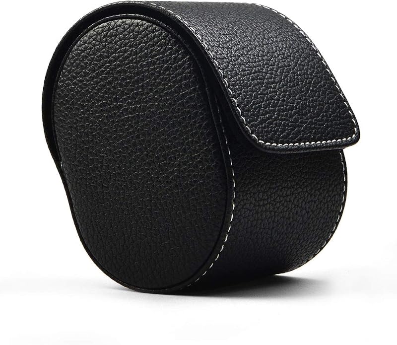 Oirlv Luxury Leather Watch Storage Box Travel Single Watch Case Jewelry Gift Box for Christmas Anniversary Birthday(Black)