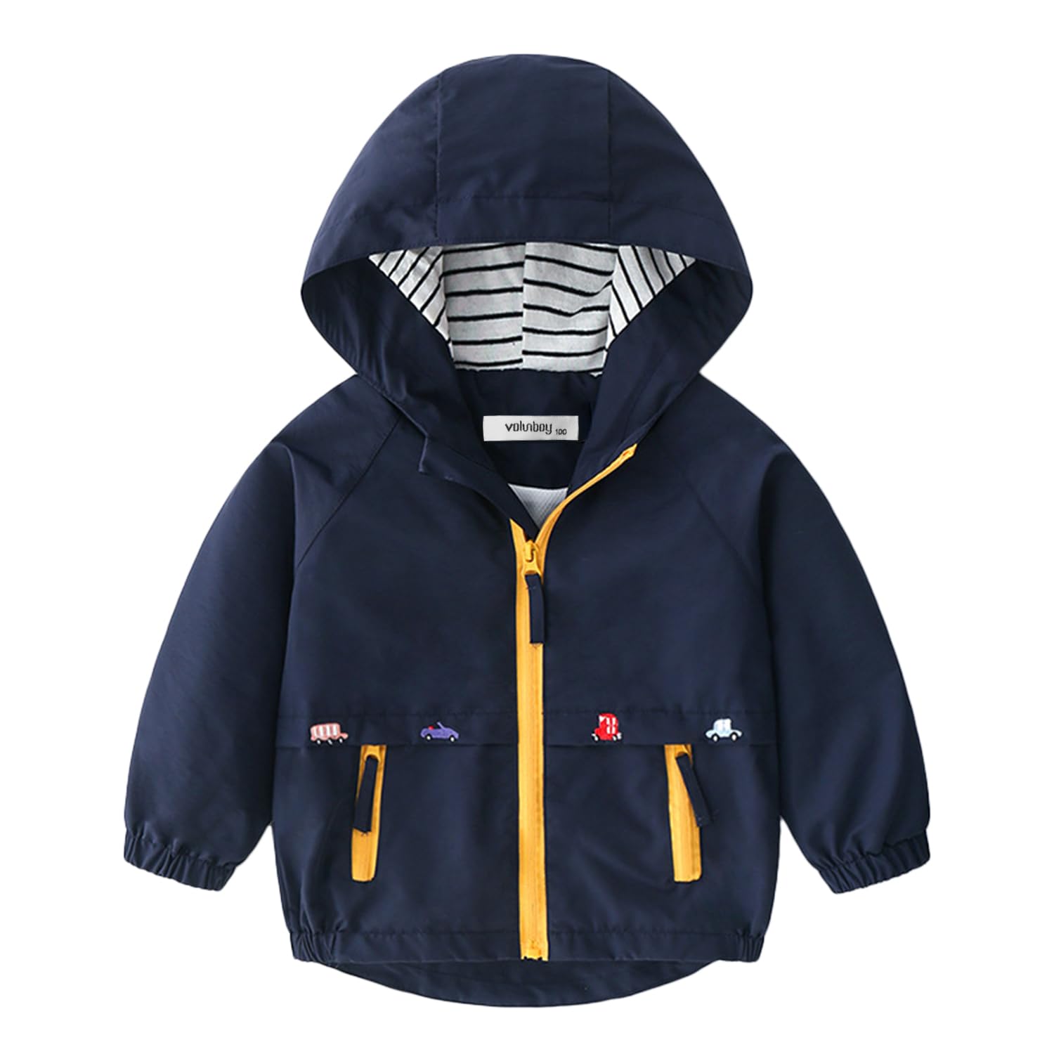 Volunboy Toddler Boys Windbreaker Casual Outerwear Kids Lightweight Zip Hooded Jacket Baby Cute Dust Coat
