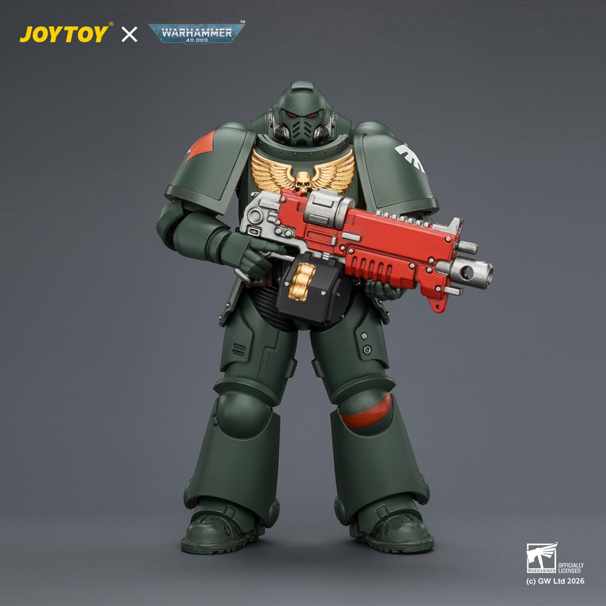HIPLAY JOYTOY Warhammer 40k Dark Angels Intercessor z Bolterem, Bolterem Pistoletem i Mieczem Łańcuchowym JT03868 Zestaw Figurek Akcji w Skali 1/18