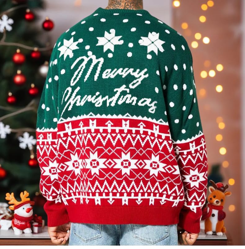 Christmas Sweater for Men Long Sleeve Knitted Xmas Pullover Tops2