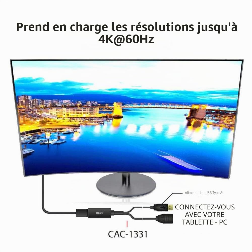 Club3D CAC-1331 - Adaptateur actif HDMI vers DisplayPort 1.2 4K 60 Hz M/F