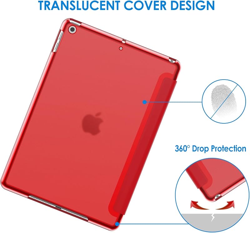 JETech iPad 9/8/7 (10.2") Tok Autó Alvó Funkcióval Piros
