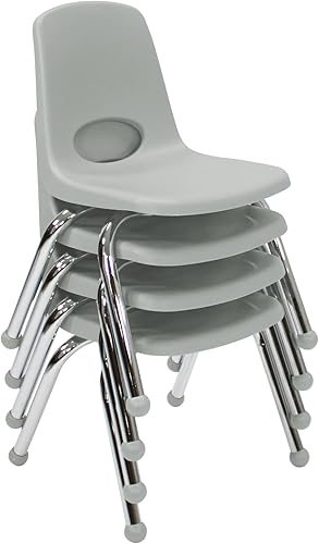Miniatura 3 de Factory Direct Partners 10378-LG - Silla escolar apilable de 12 pulgadas, asiento apilable para estudiantes con patas de acero cromado y