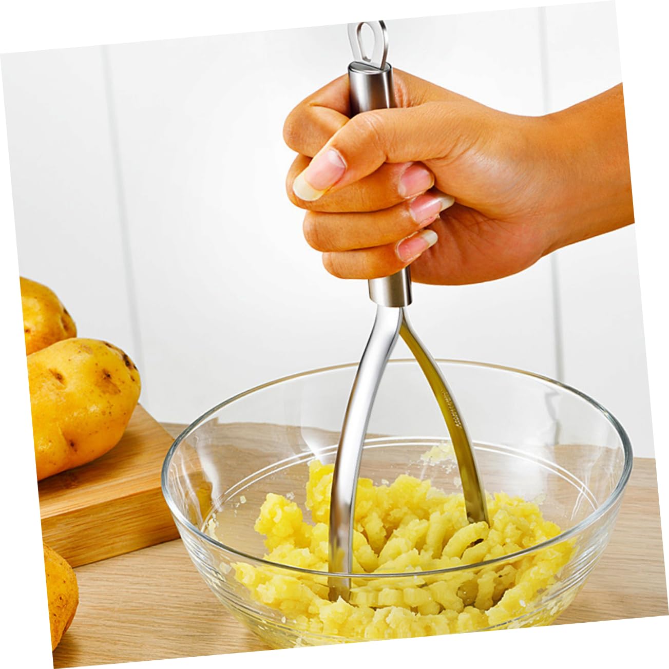 Alipis Stainless Steel Potato Masher Kitchen Tool Food Press for Easy Mashing of Potatoes Vegetables Fruits for Home Cooking and Restaurants