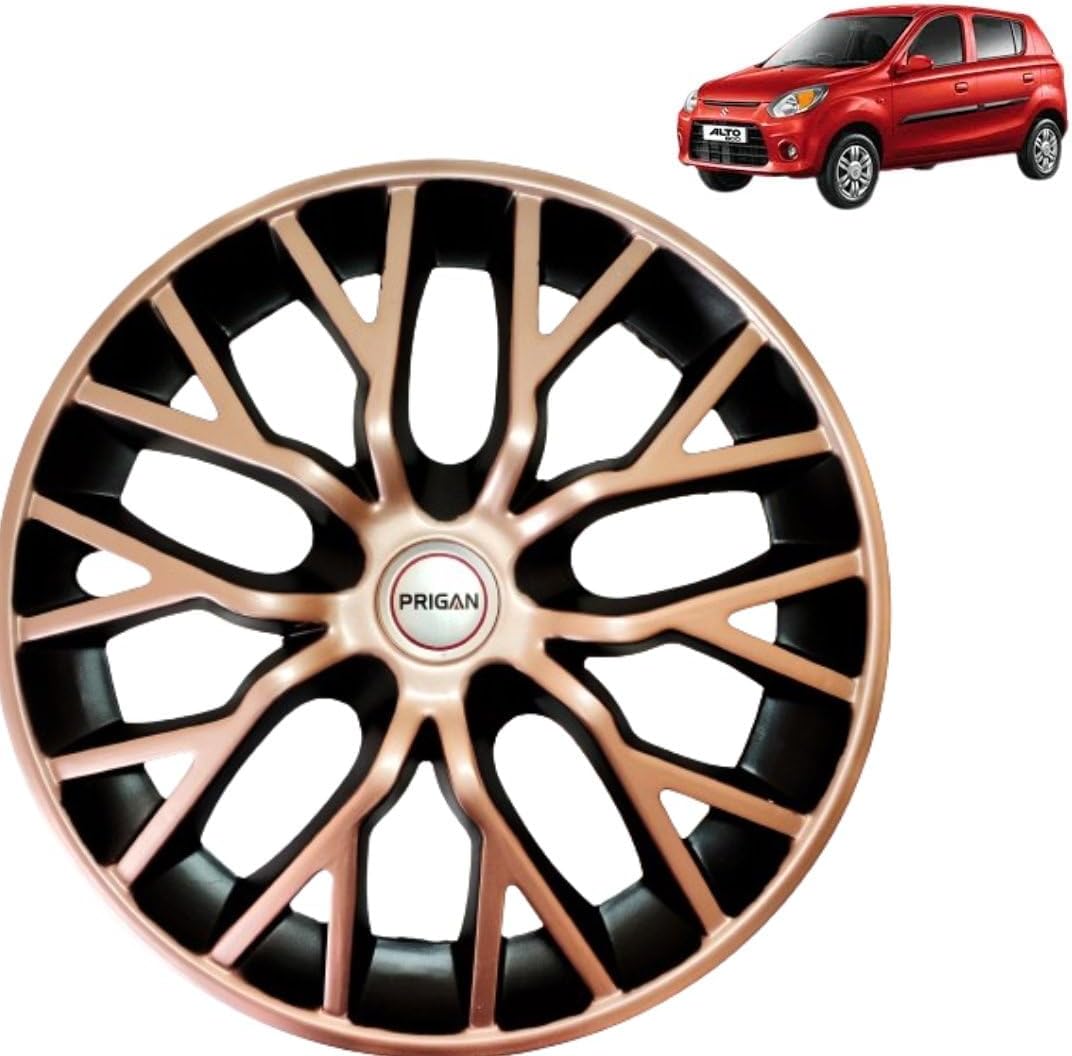 Prigan Wheel Cover for Alto 800 12 Inch Copper Black Wheel Cap (Available in 12,13,14,15,16 Inch) (Set of 4 Pcs) (Press Fitting) Model- Phantom Copper Black-12