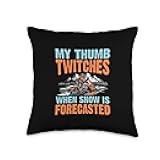 Snowmobiler Gift Thumb Twitches Snow Forecasted Snowmobiling Throw Pillow