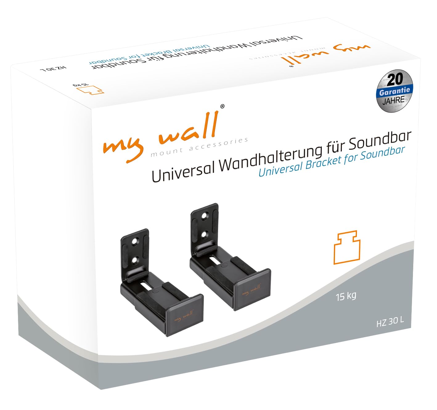 My Wall HZ 30 L Support pour Barre de Son Rigide Noir 2 pc(s)