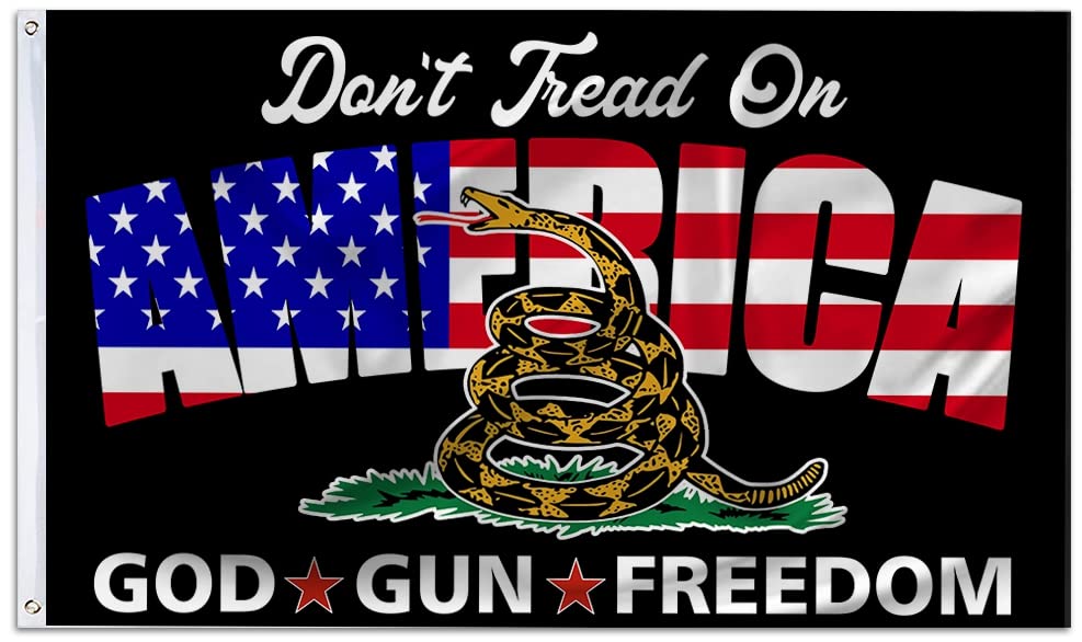 KiraGraceDon’t Tread On America 3X5Ft Flags with Brass Grommets,God and Freedom Indoor Outdoor Flags & Banners Sign