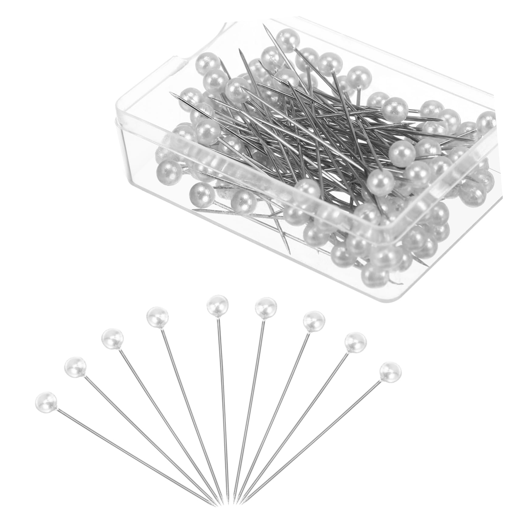 DOITOOL DIY Pearlized Ball Head Pins 100pcs White Head Pins for Sewing Crafting Projects Fadeless