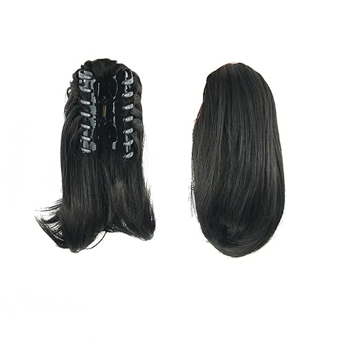 KUKISHOP 4008 - Extensión de pelo de cola de caballo de 10 pulgadas, extensiones de cola de caballo cortas y rectas con clip para niñas y mujeres