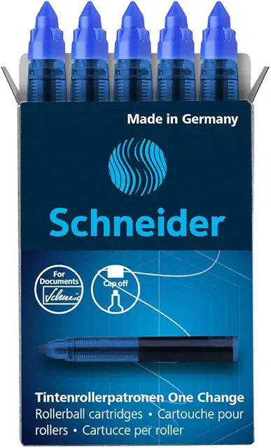 Schneider One Change Rollerball Refill Cartridges - 5 Pack Blue (0.6mm)