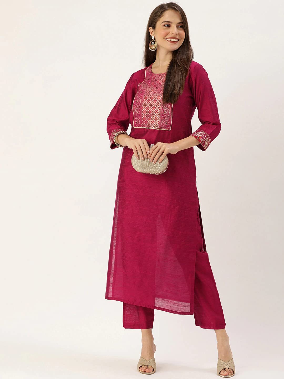 Conjunto kurti para mujer, ropa de fiesta india, vestido Kurta con pantalón palazzo, conjunto de pantalones para mujer