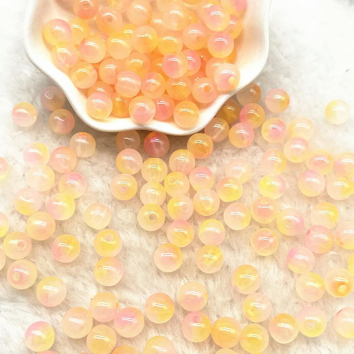 HUIOYG 50pcs 8mm Double Acrylic Beads Loose Spacer Beads for Jewelry Making
