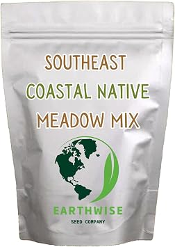Earthwise Southeast Native Meadowscaping Seed Mix Pollinator Friendly, Organic, Supports Wildlife, Multi-Season Color, Low Maintenance, Chemical-Free, Pet Safe Covers Up to 2,000 sq ft, 1 lb