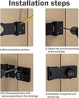 Vista 3 de Cerraduras de cerrojo giratorio con contraseña mecánica, cerradura de seguridad para puertas pequeñas, armarios, puerta de granero, baño, al aire