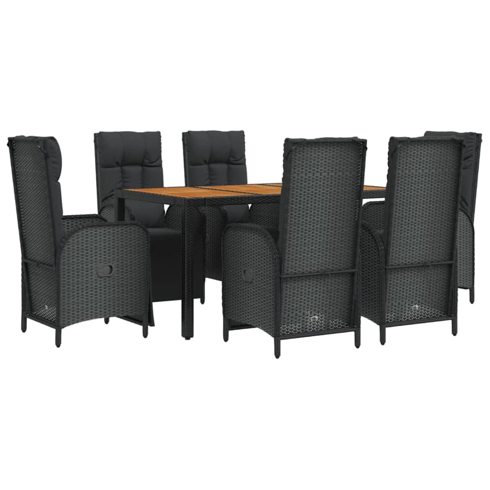 3185077 Set da Pranzo da Giardino 7 pz Nero con Cuscini in Polyrattan Testata in Legno,Testata Letto Matrimoniale Muebles Dormitorio Spalliera Letto Testiere per Letto Matrimoniale