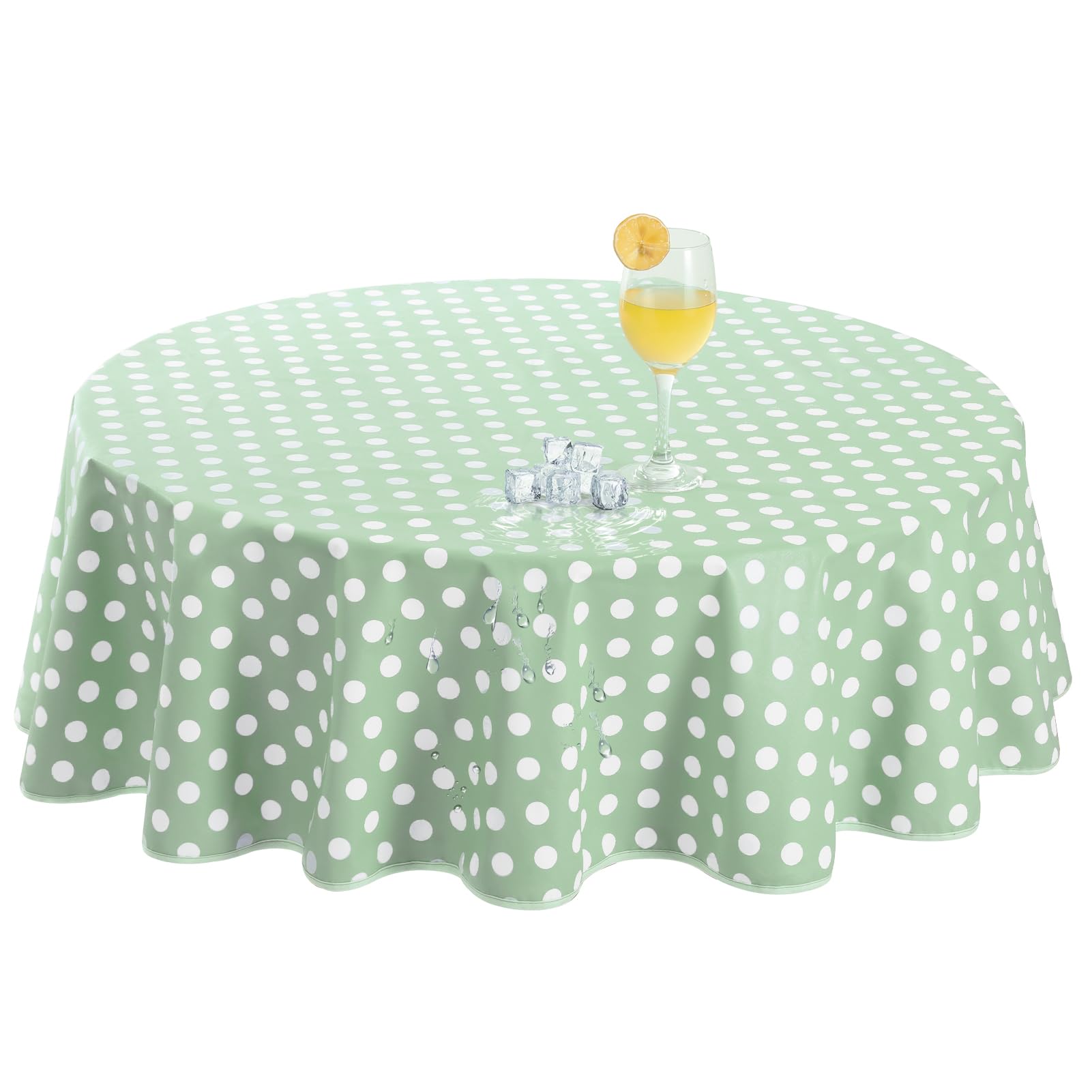 Romanstile Wachstuchtischdecke rund Polka Dot und Karomuster