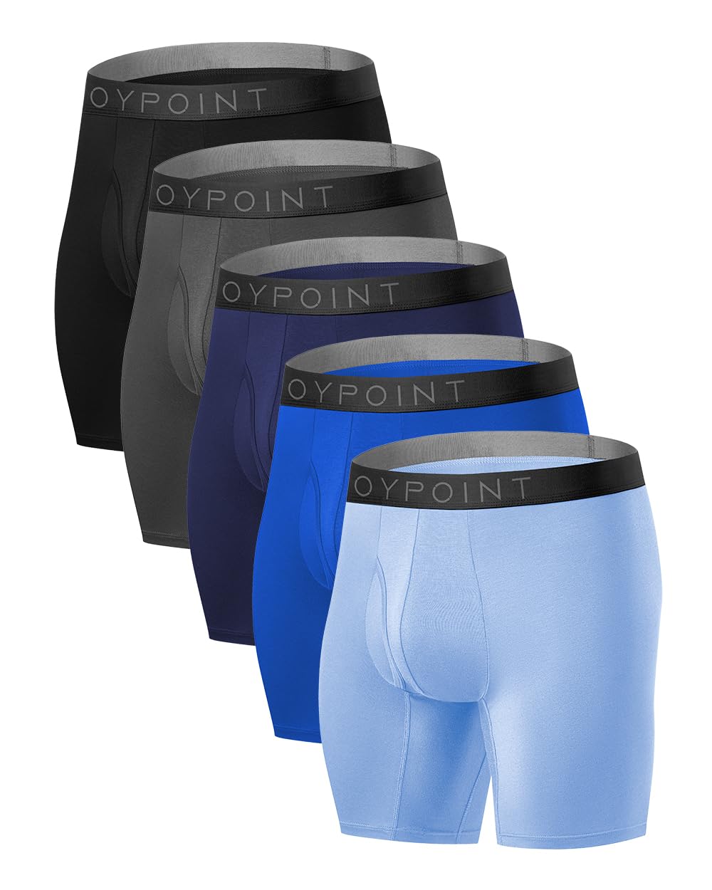 5 Pack Mens Underwear Rayon Made From Bamboo Boxer Briefs Ultra Soft Breathable No Riding Up Long Leg