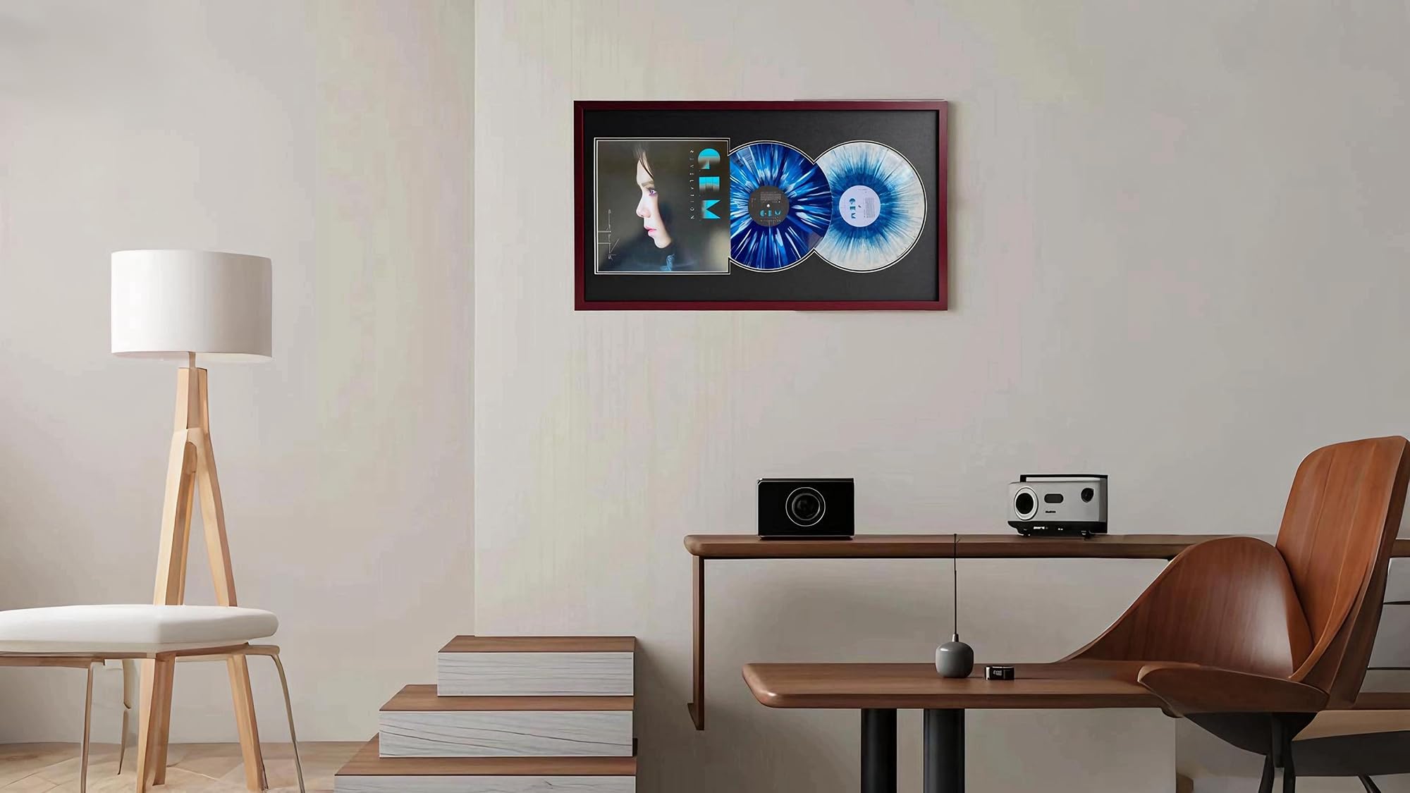 Cornici per dischi in vinile nero, 86 x 48 cm, cornice per dischi, da appendere alla parete, cornici per album in vinile, adatte a qualsiasi disco da 30,5cm
