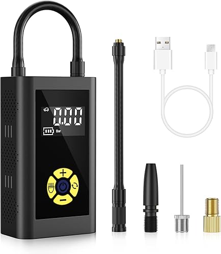 LAMONKE Inflador de neumáticos portátil, compresor de aire portátil para automóvil, inflador de neumáticos con apagado automático y pantalla LCD,