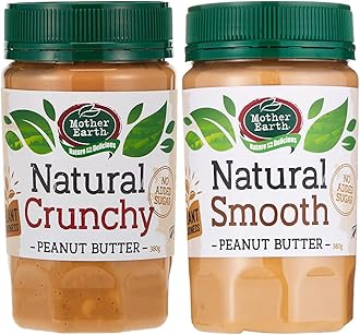 Mother Earth Peanut Butter Crunchy Natural - 380G & Peanut Butter Smooth Natural - 380G