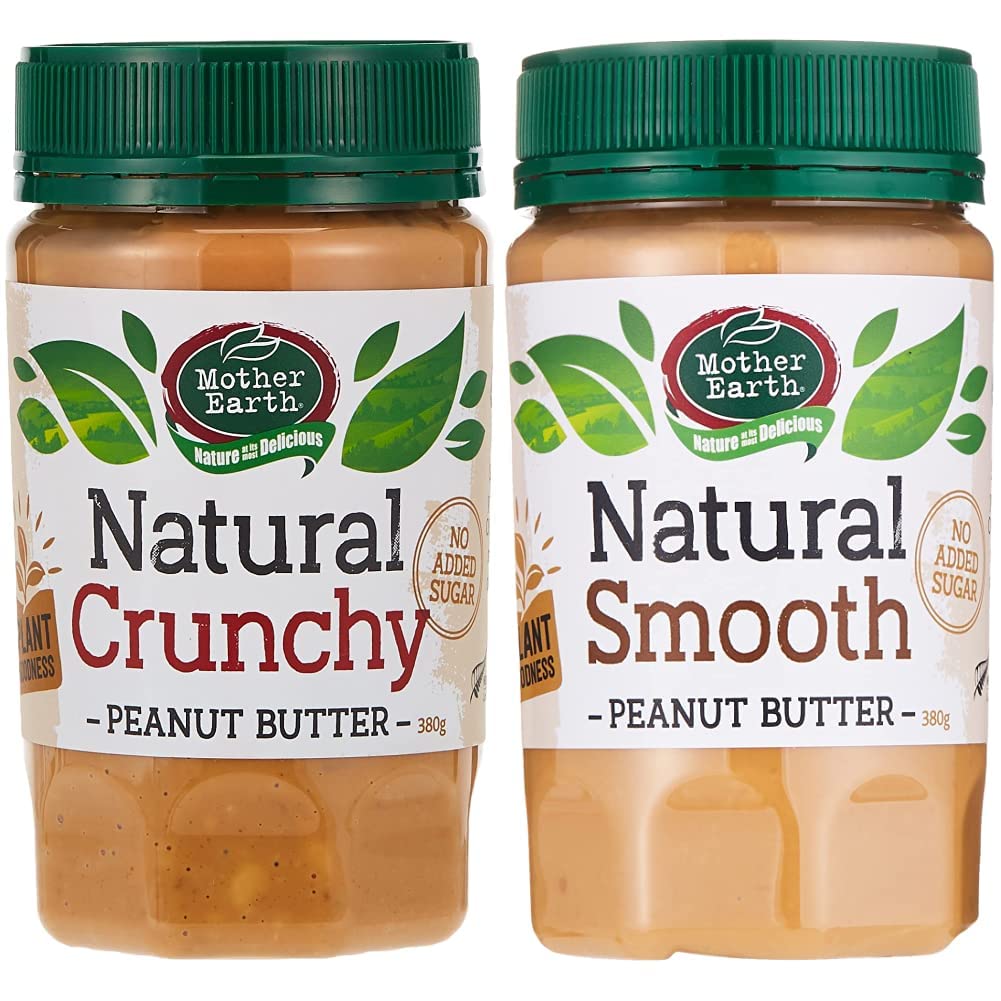 Mother Earth Peanut Butter Crunchy Natural - 380G & Peanut Butter Smooth Natural - 380G